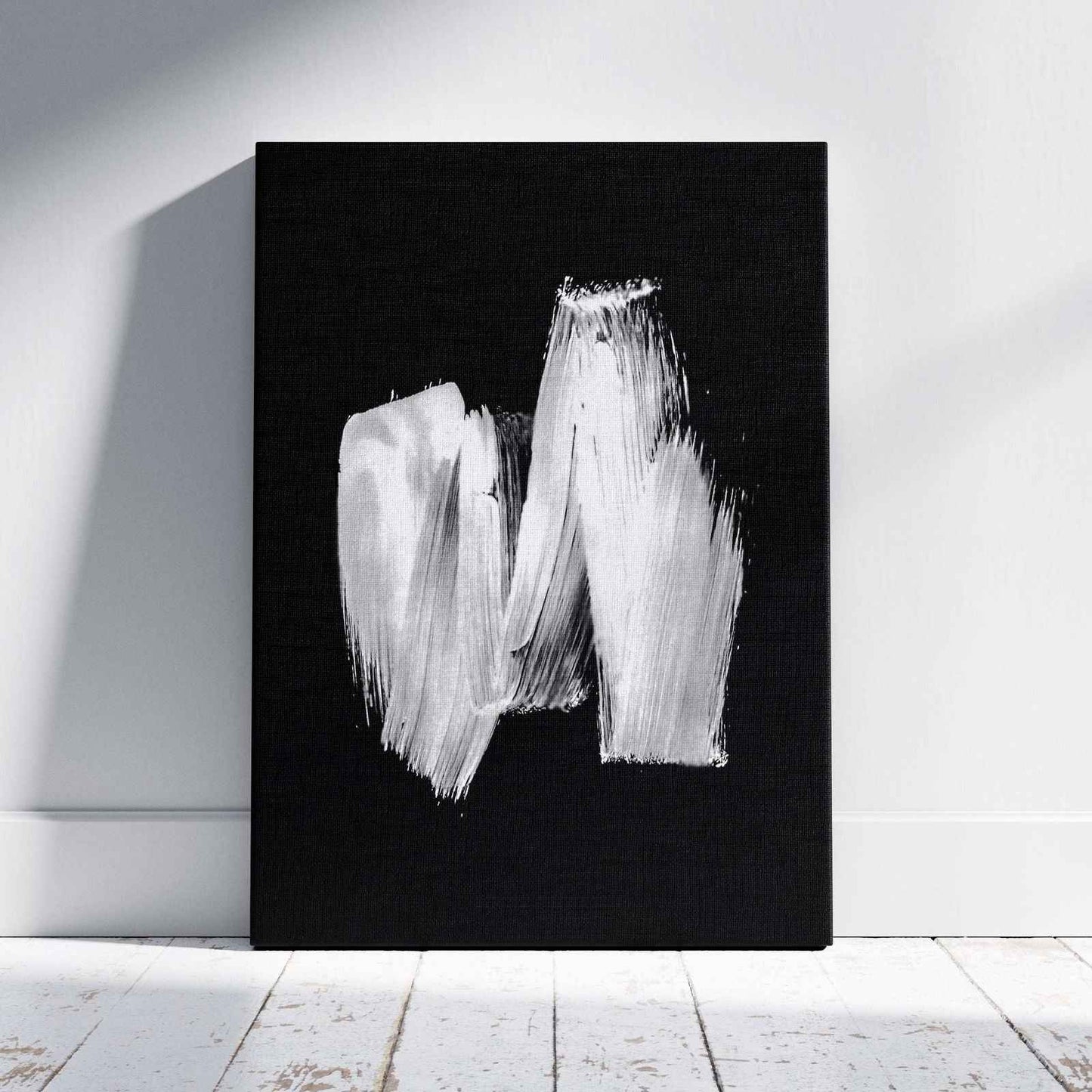 Black & White Abstract Brush Stroke - Framed Canvas Wall Art Print - House Prints