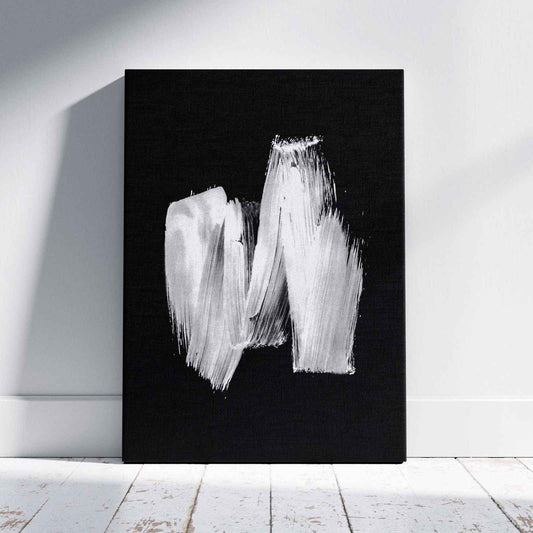 Black & White Abstract Brush Stroke - Framed Canvas Wall Art Print - House Prints