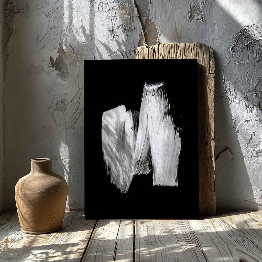 Black & White Abstract Brush Stroke - Framed Canvas Wall Art Print | House Prints