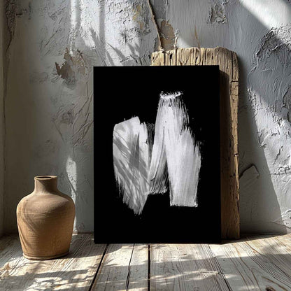 Black & White Abstract Brush Stroke - Framed Canvas Wall Art Print - House Prints