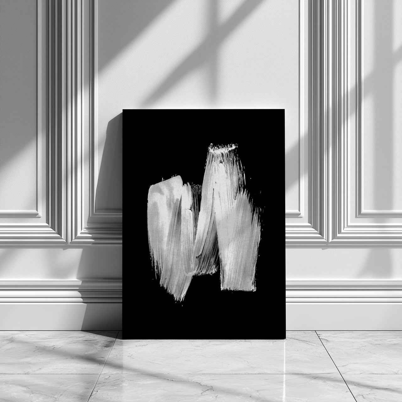 Black & White Abstract Brush Stroke - Framed Canvas Wall Art Print - House Prints