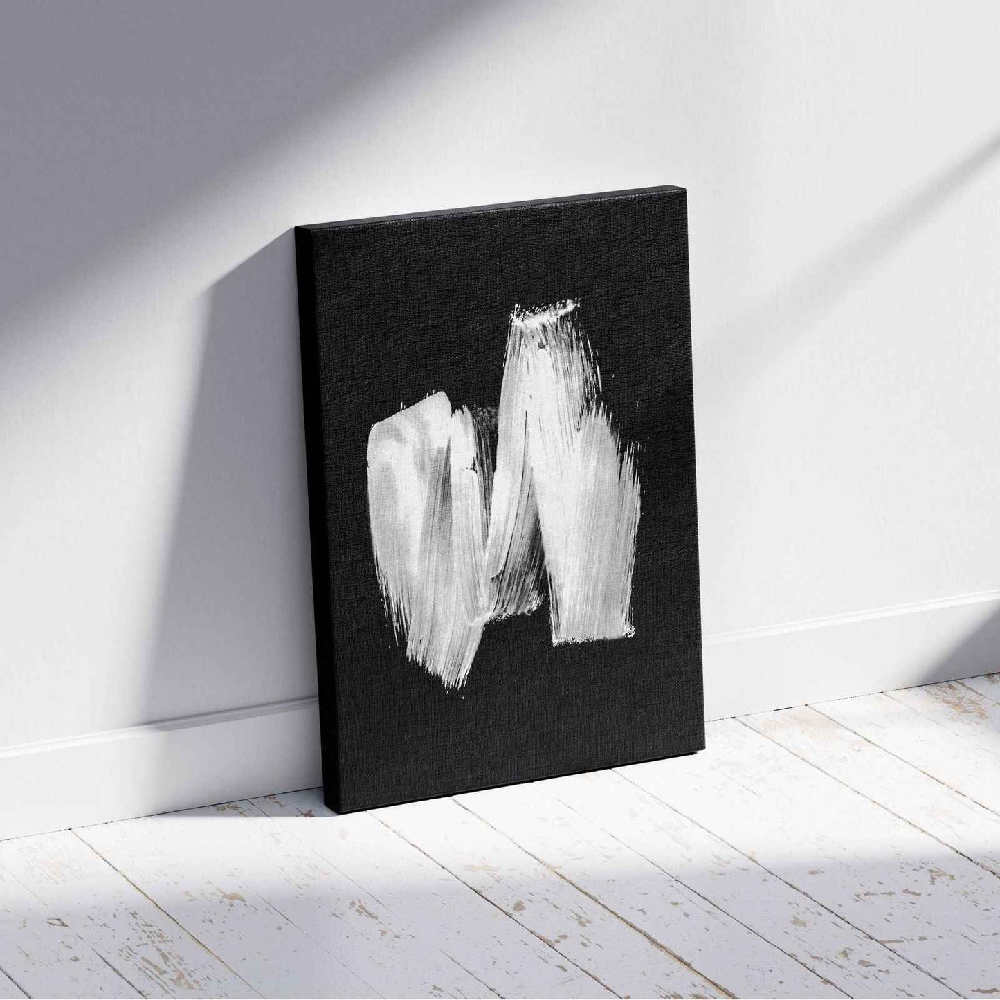 Black & White Abstract Brush Stroke - Framed Canvas Wall Art Print - House Prints