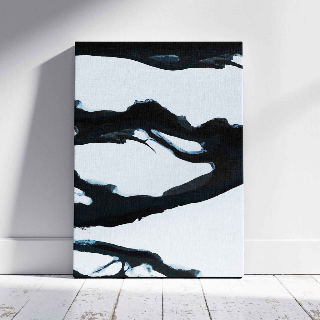 Black & White Abstract Ice Break - Framed Canvas Wall Art Print | House Prints