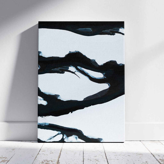 Black & White Abstract Ice Break - Framed Canvas Wall Art Print - House Prints