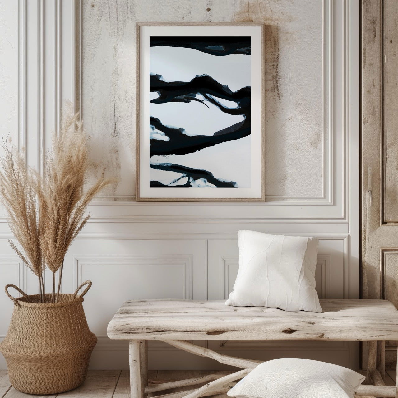 Black & White Abstract Ice Break - Rolled Poster Wall Art Print | House Prints