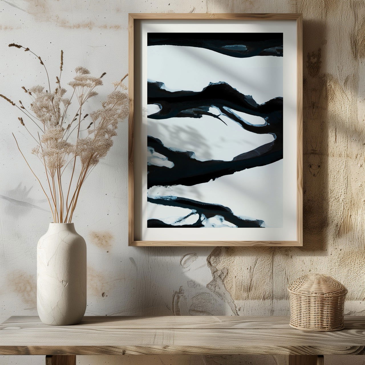 Black & White Abstract Ice Break - Rolled Poster Wall Art Print | House Prints