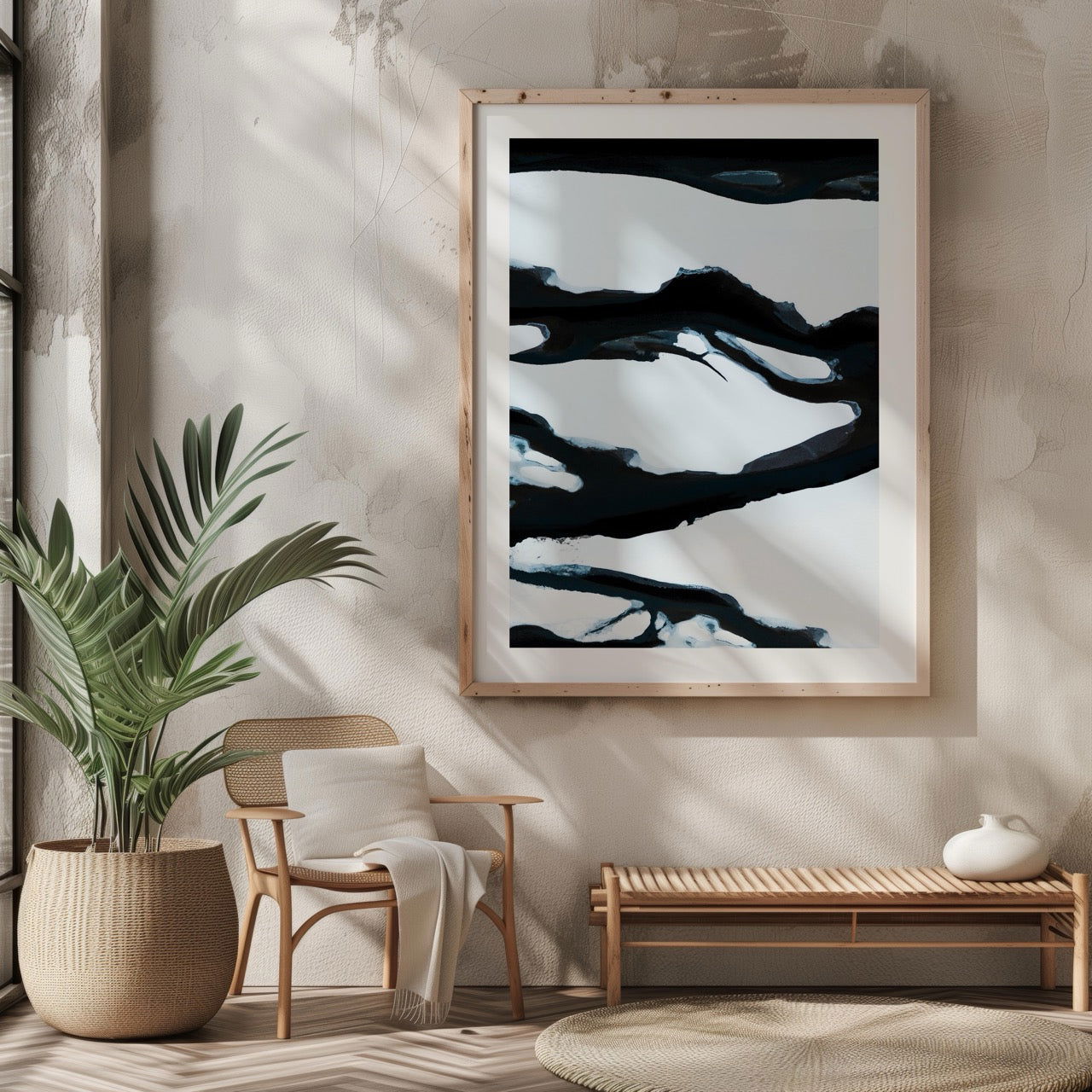 Black & White Abstract Ice Break - Rolled Poster Wall Art Print | House Prints