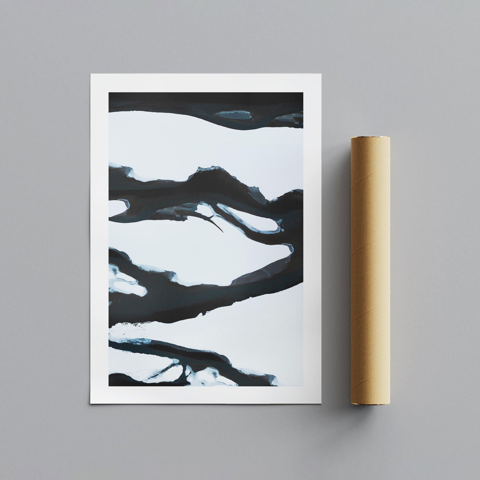 Black & White Abstract Ice Break - Rolled Poster Wall Art Print | House Prints