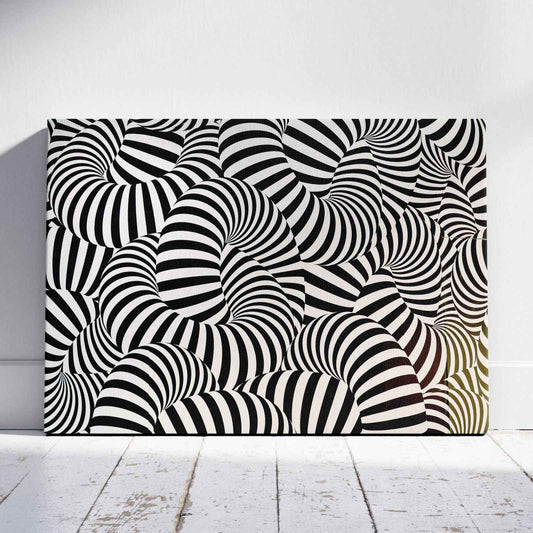 Black & White Abstract Illusion Pattern - Framed Canvas Wall Art Print - House Prints