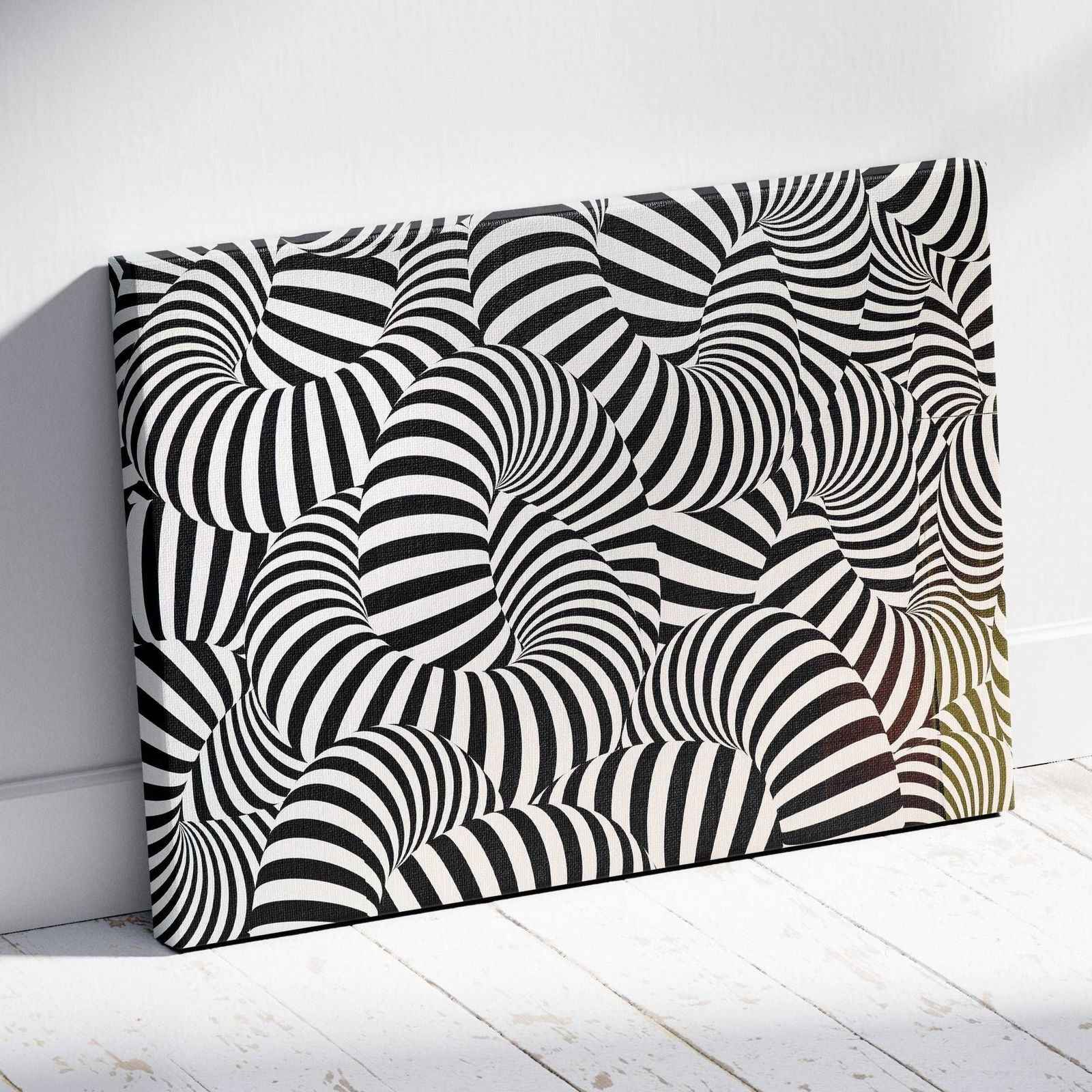 Black & White Abstract Illusion Pattern - Framed Canvas Wall Art Print - House Prints