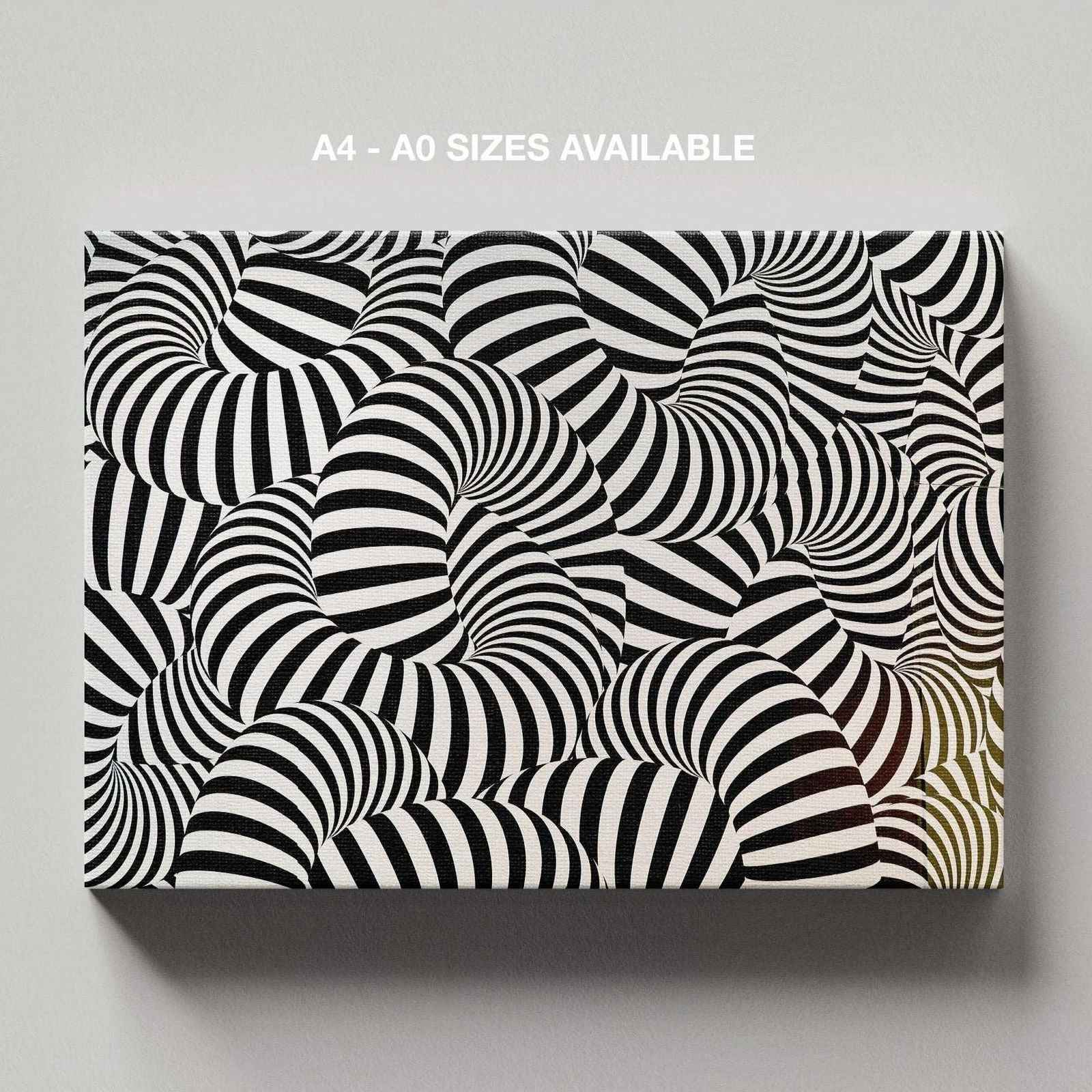 Black & White Abstract Illusion Pattern - Framed Canvas Wall Art Print - House Prints