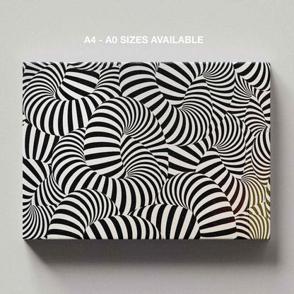 Black & White Abstract Illusion Pattern - Framed Canvas Wall Art Print - House Prints