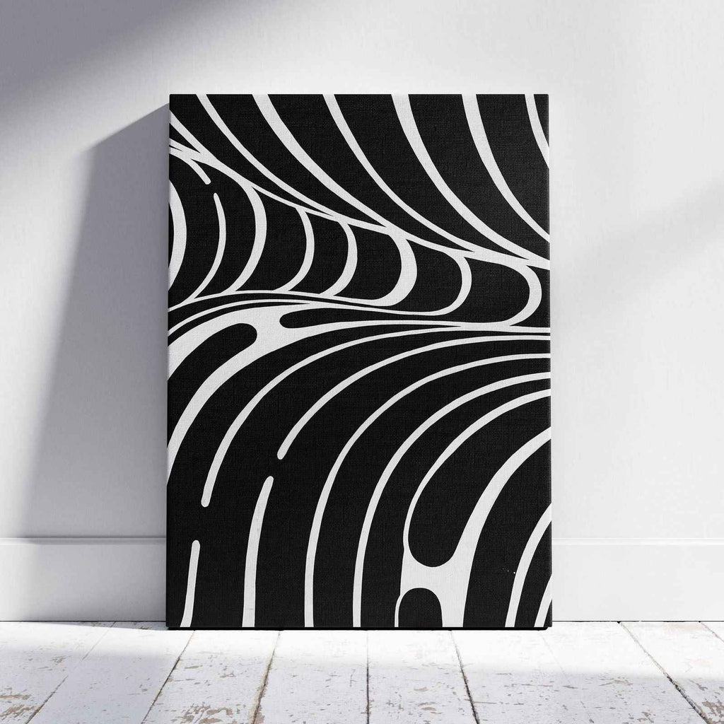 Black & White Abstract Lines - Framed Canvas Wall Art Print | House Prints