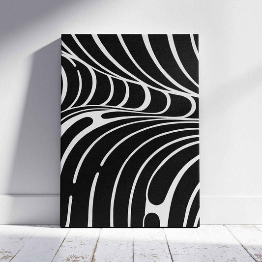 Black & White Abstract Lines - Framed Canvas Wall Art Print - House Prints