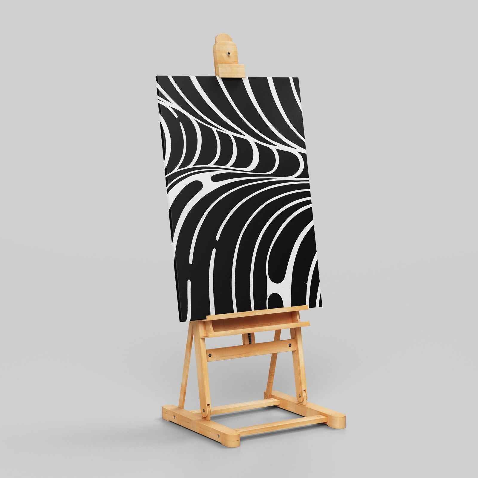 Black & White Abstract Lines - Framed Canvas Wall Art Print - House Prints