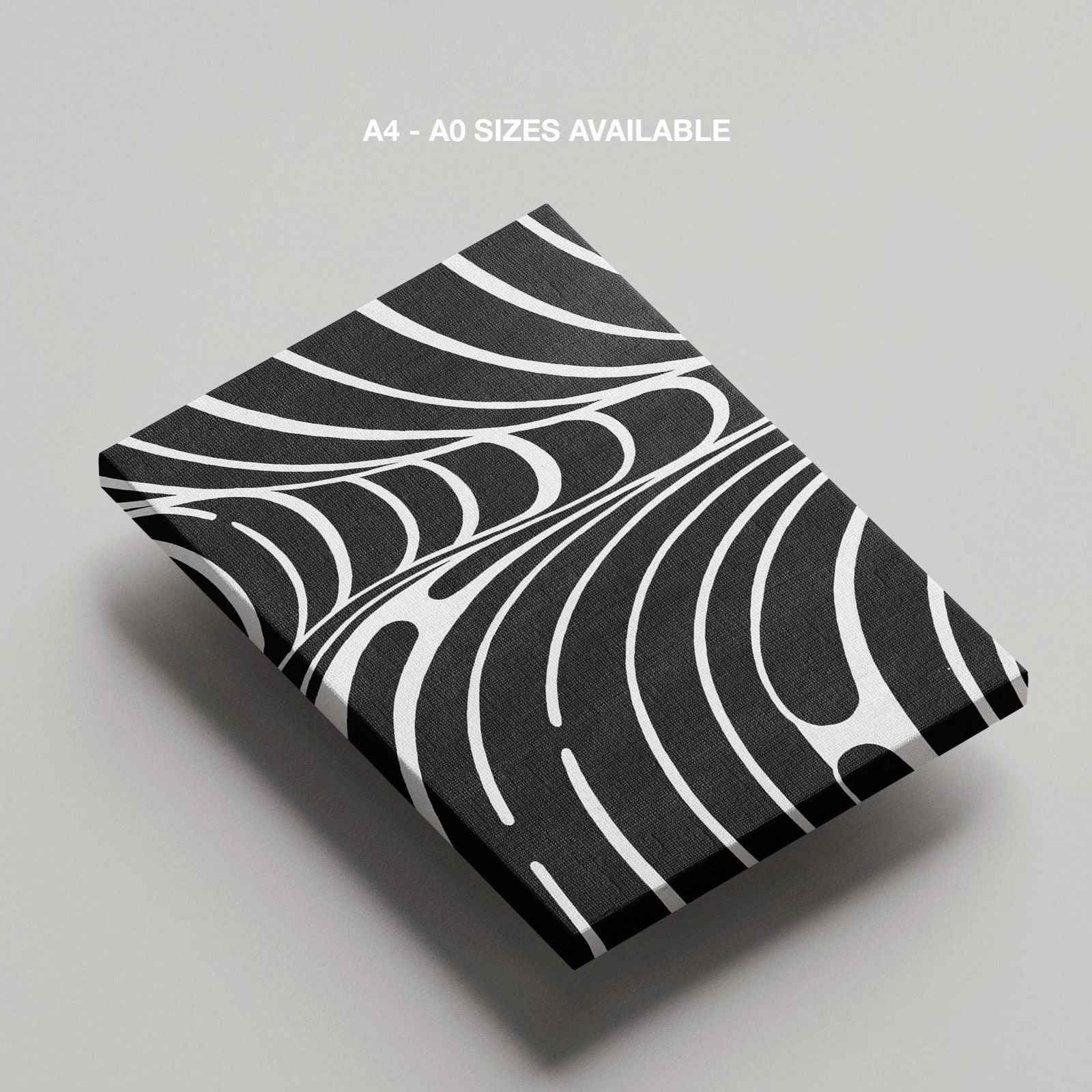 Black & White Abstract Lines - Framed Canvas Wall Art Print - House Prints