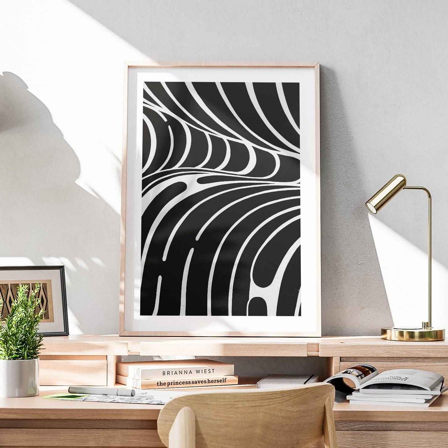 Black & White Abstract Lines - Rolled Poster Wall Art Print - House Prints