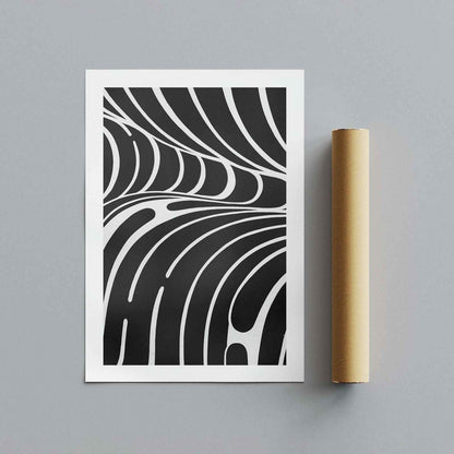 Black & White Abstract Lines - Rolled Poster Wall Art Print - House Prints