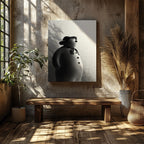 Black & White Christmas Snowman - Framed Canvas Wall Art Print | House Prints