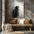 Black & White Christmas Snowman - Framed Canvas Wall Art Print | House Prints