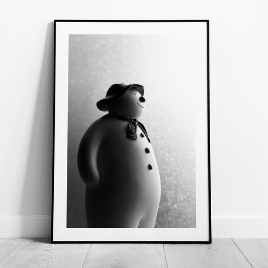 Black & White Christmas Snowman - Rolled Poster Wall Art Print - House Prints