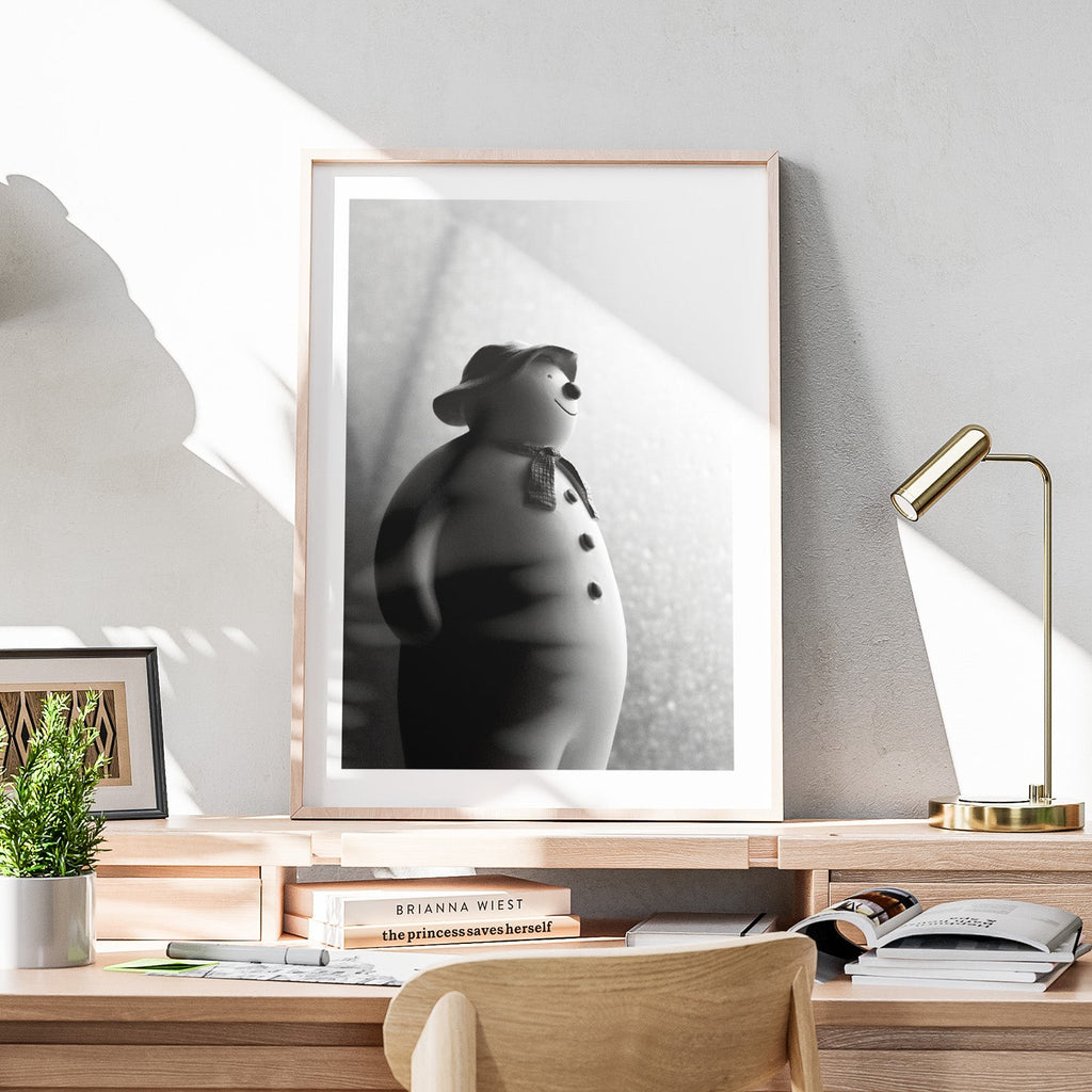 Black & White Christmas Snowman - Rolled Poster Wall Art Print | House Prints