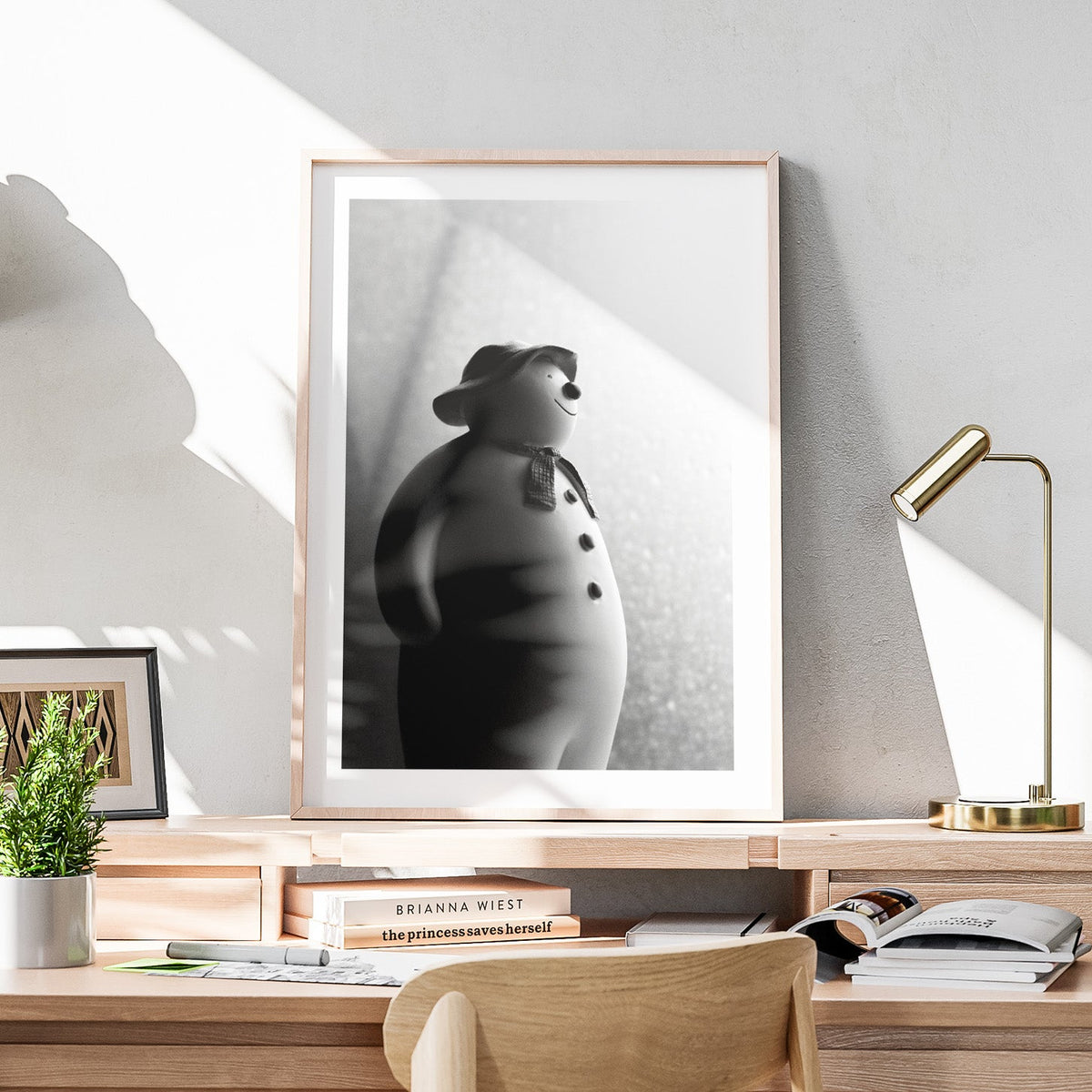 Black & White Christmas Snowman - Rolled Poster Wall Art Print | House Prints