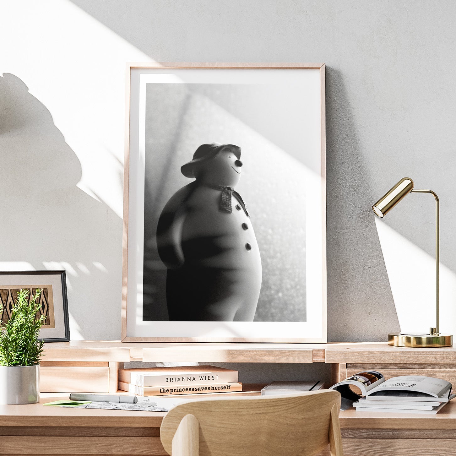 Black & White Christmas Snowman - Rolled Poster Wall Art Print | House Prints