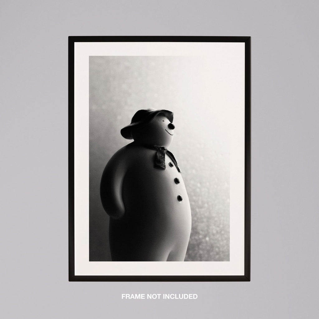 Black & White Christmas Snowman - Rolled Poster Wall Art Print | House Prints