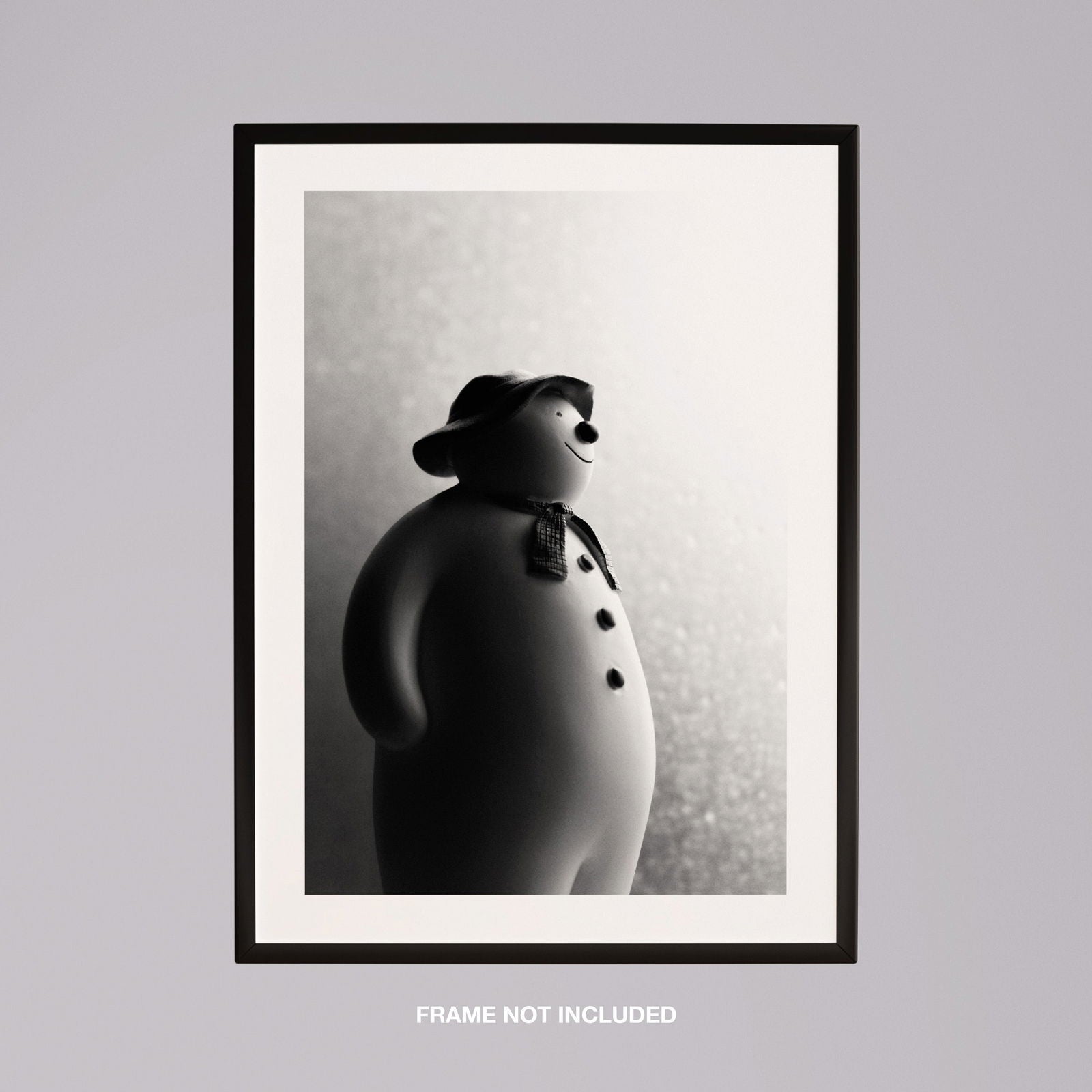 Black & White Christmas Snowman - Rolled Poster Wall Art Print | House Prints