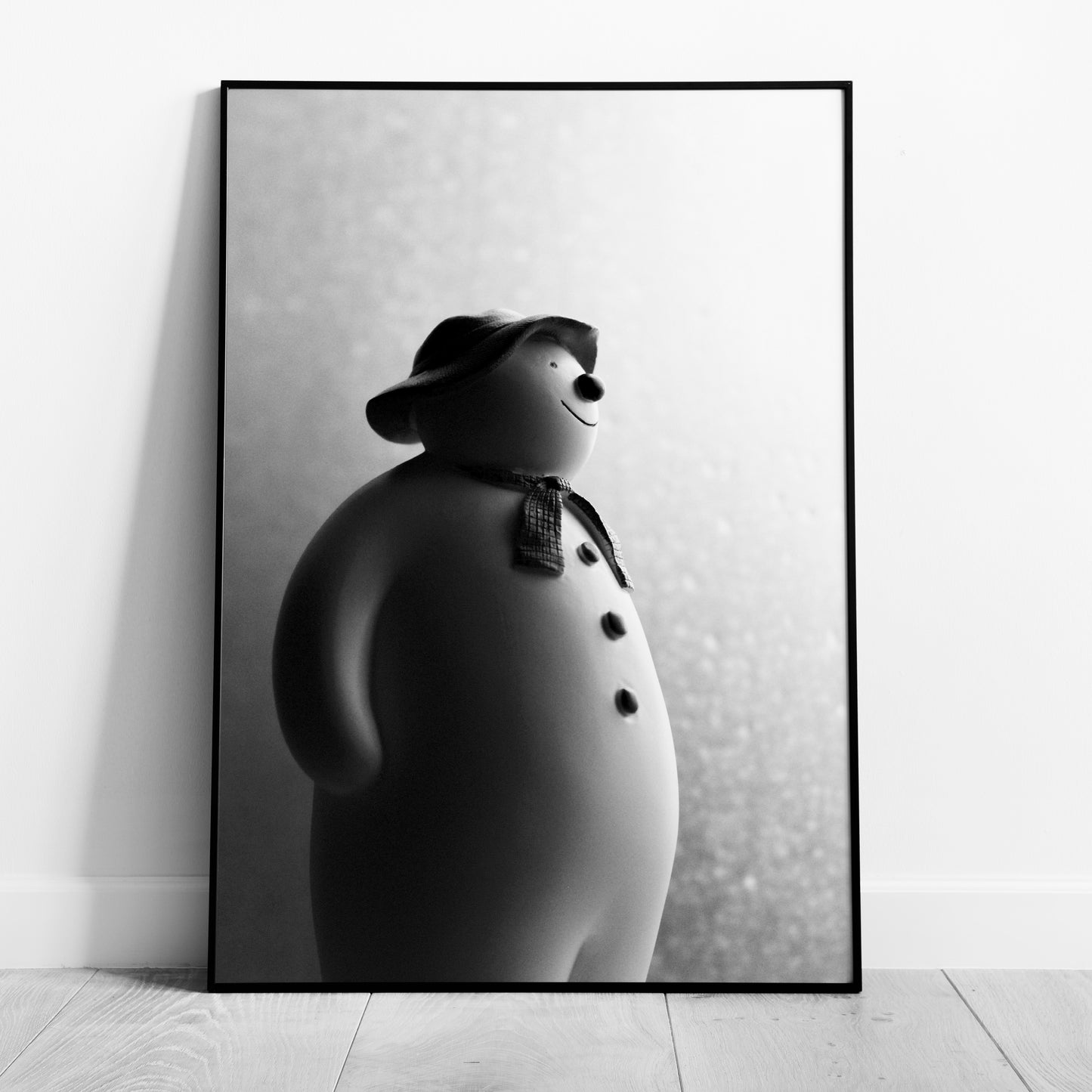 Black & White Christmas Snowman - Rolled Poster Wall Art Print - House Prints