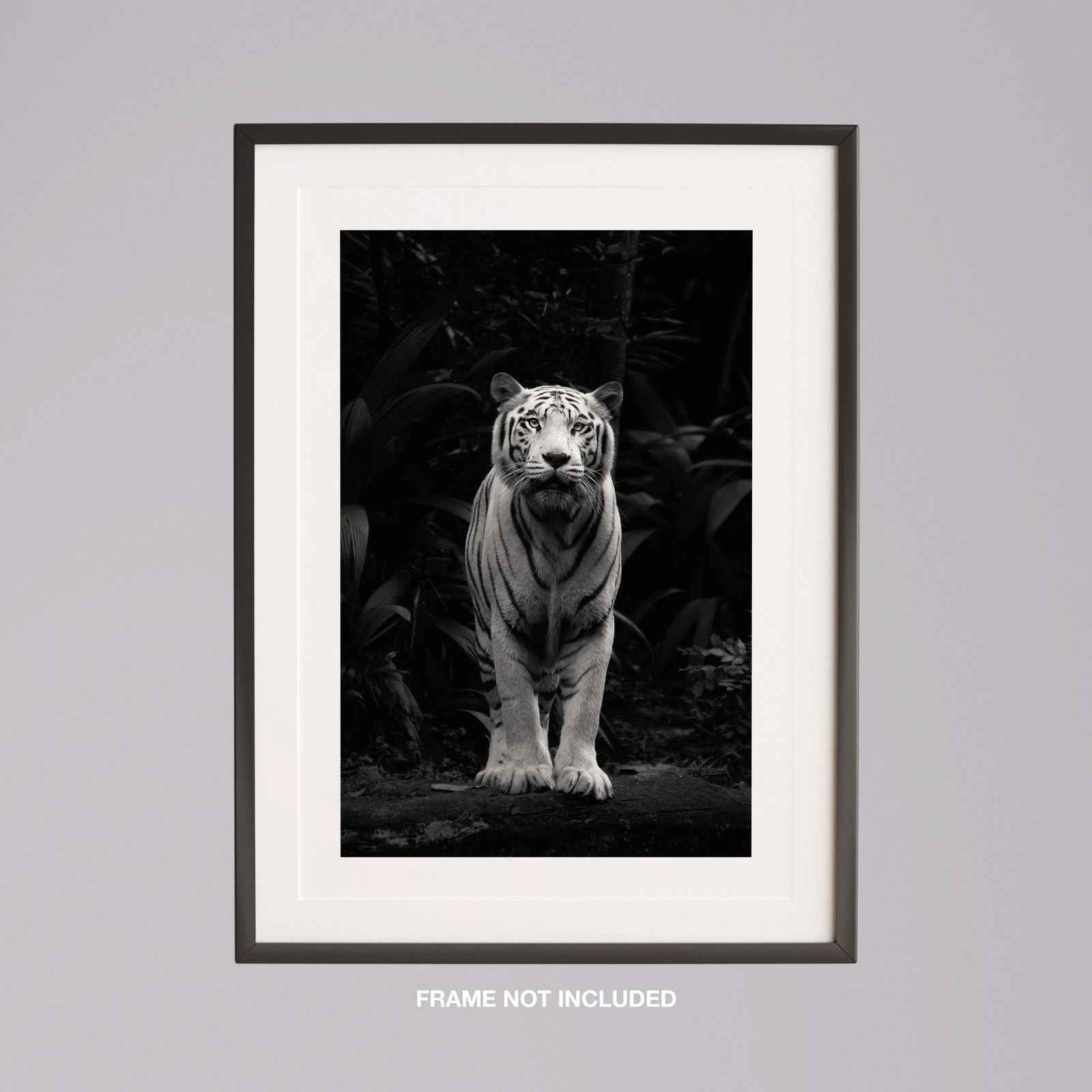 Black & White Tiger in the Jungle - Rolled Poster Wall Art Print - House Prints