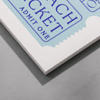Blue Beach Tickets Admits One - Framed Canvas Wall Art Print | House Prints