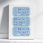 Blue Beach Tickets Admits One - Framed Canvas Wall Art Print | House Prints