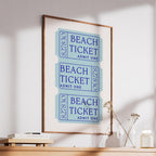 Blue Beach Tickets Admits One - Rolled Poster Wall Art Print