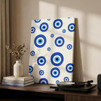 Blue Evil Eye Protection Pattern - Framed Canvas Wall Art Print | House Prints