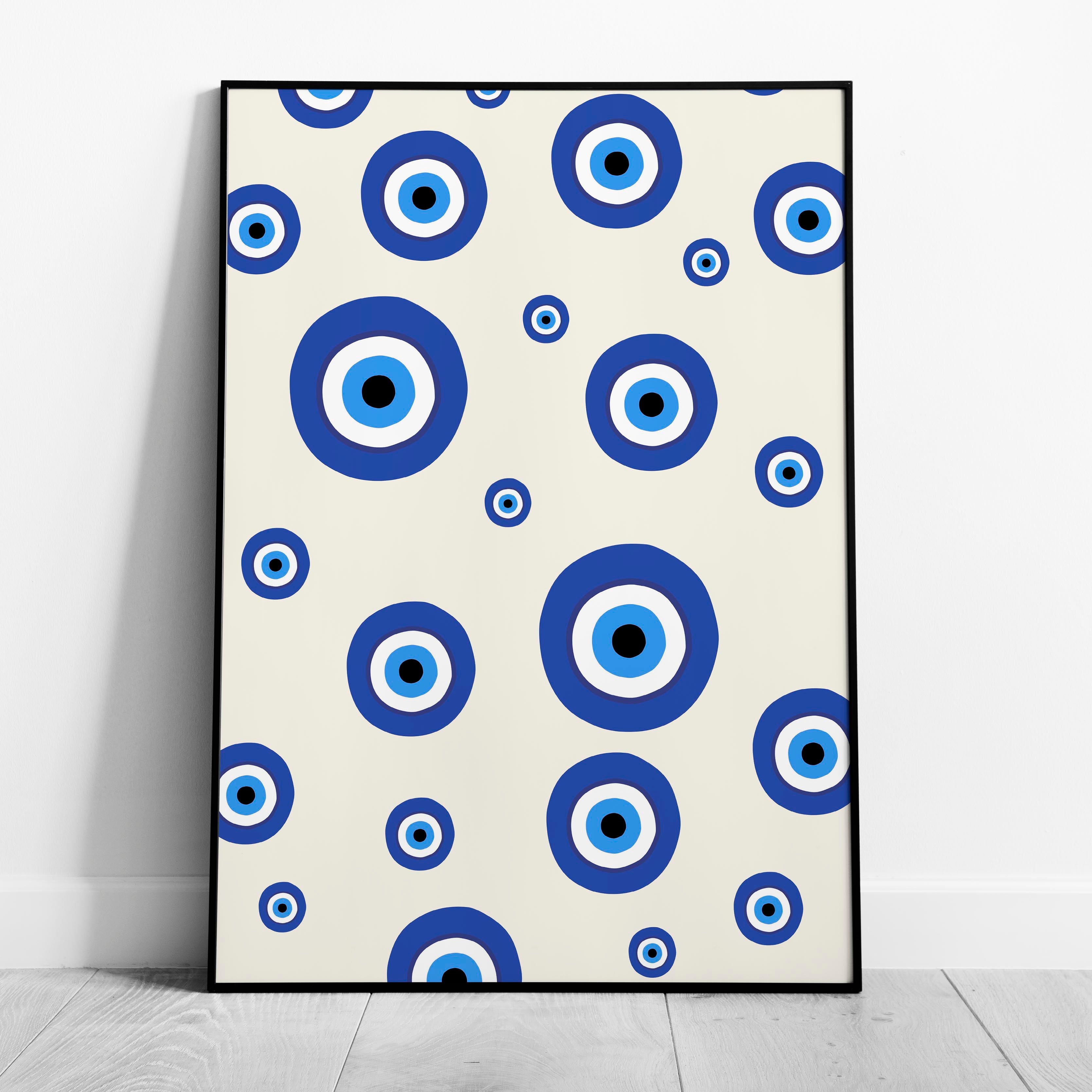 Blue Evil Eye Protection Pattern - Rolled Poster Wall Art Print | House Prints
