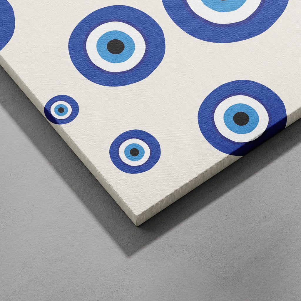 Blue Evil Eye Protection Pattern - Framed Canvas Wall Art Print | House Prints