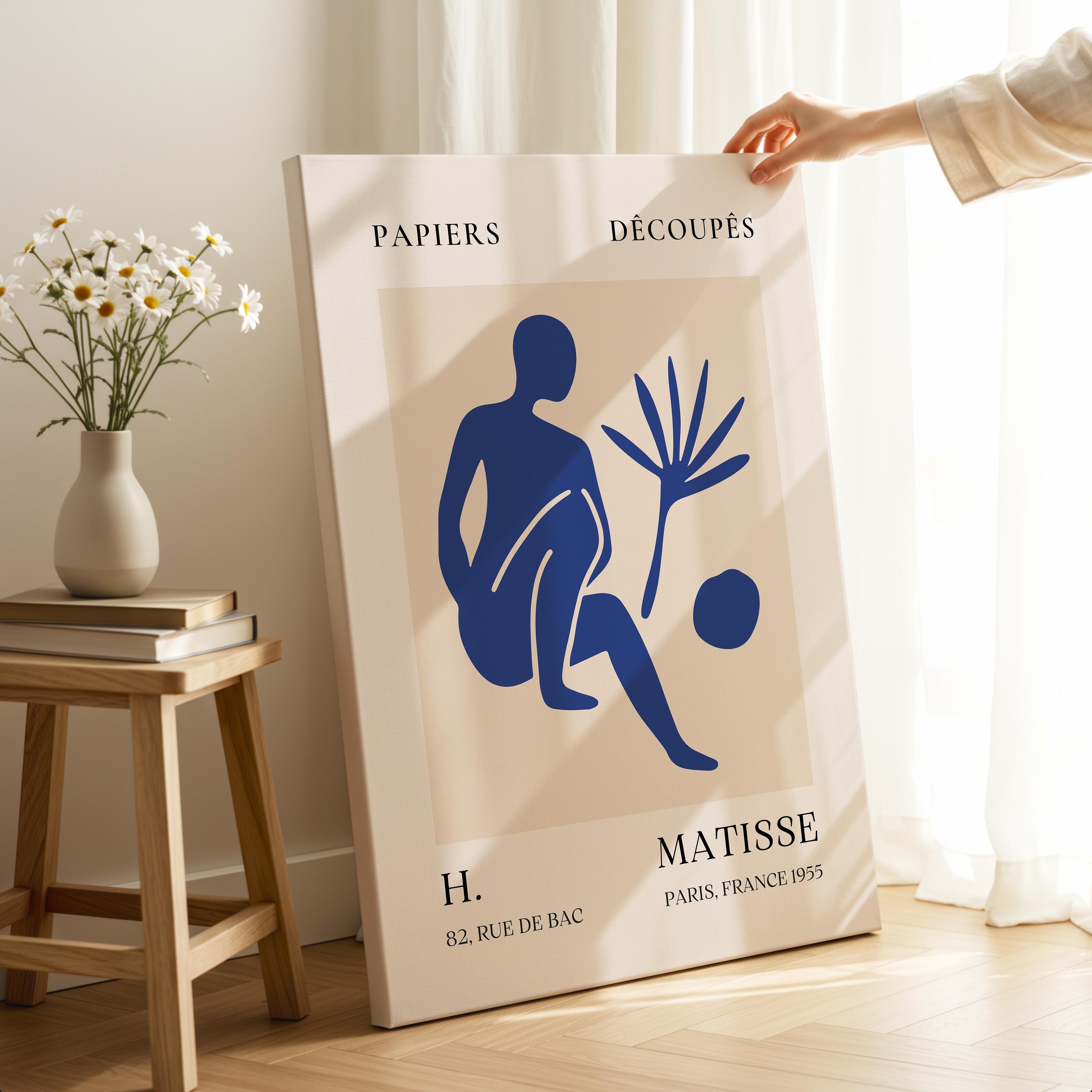 Blue Figure & Botanical Papiers Découpés - Henri Matisse - Framed Canvas Wall Art Print