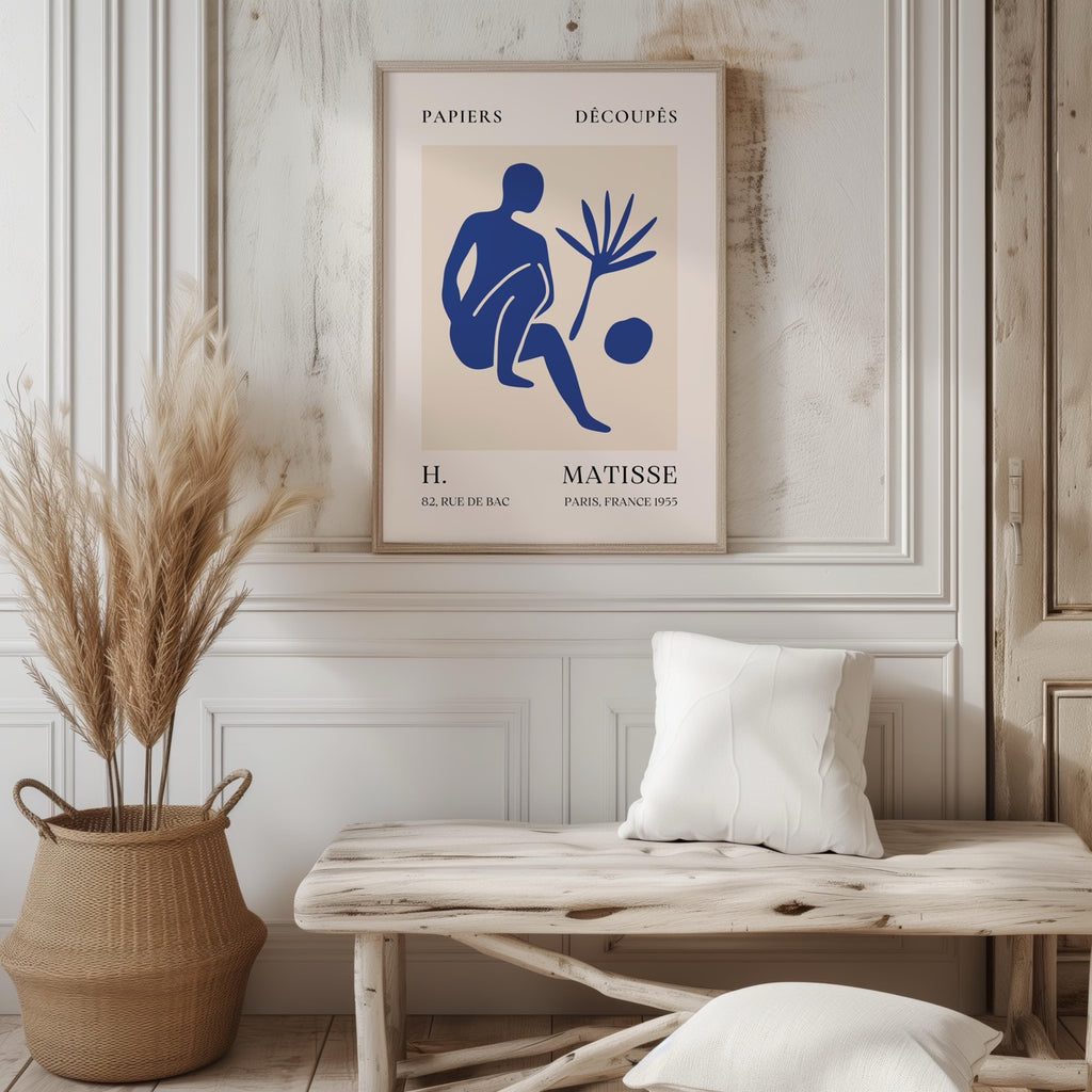 Blue Figure & Botanical Papiers Découpés - Henri Matisse - Rolled Poster Wall Art Print | House Prints