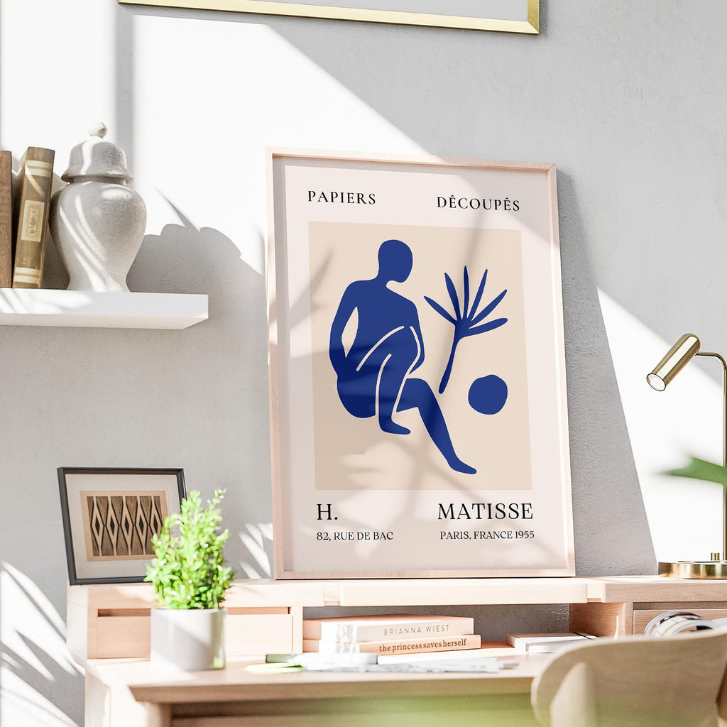Blue Figure & Botanical Papiers Découpés - Henri Matisse - Rolled Poster Wall Art Print | House Prints