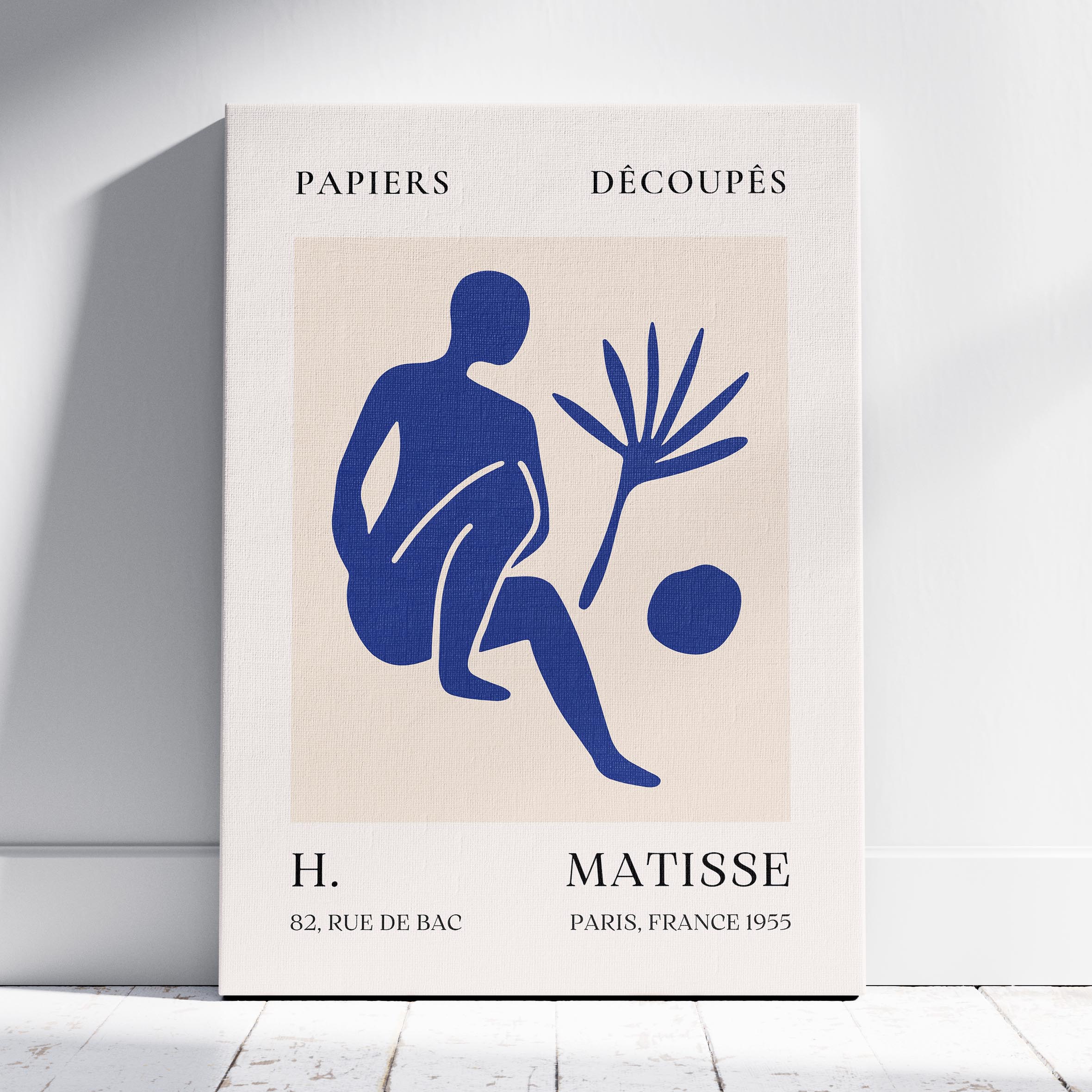 Blue Figure & Botanical Papiers Découpés - Henri Matisse - Framed Canvas Wall Art Print