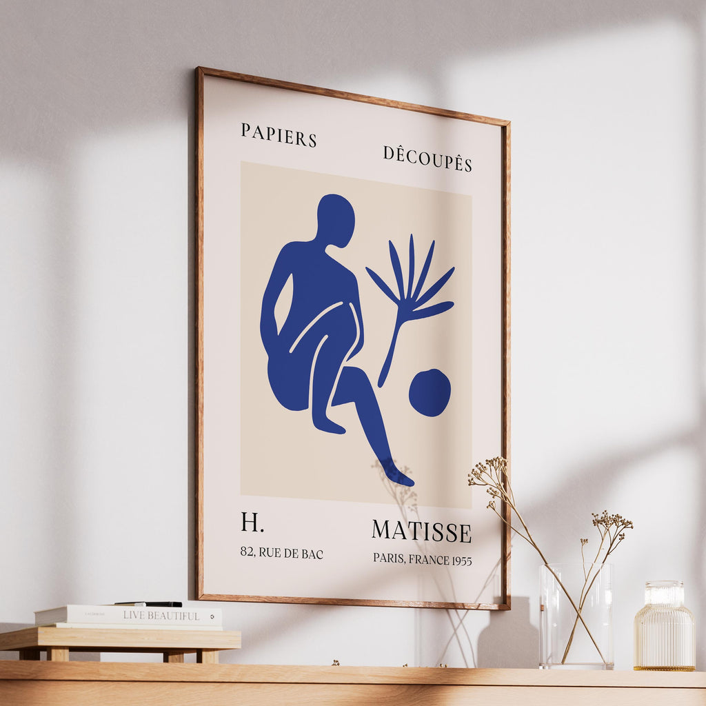 Blue Figure & Botanical Papiers Découpés - Henri Matisse - Rolled Poster Wall Art Print | House Prints