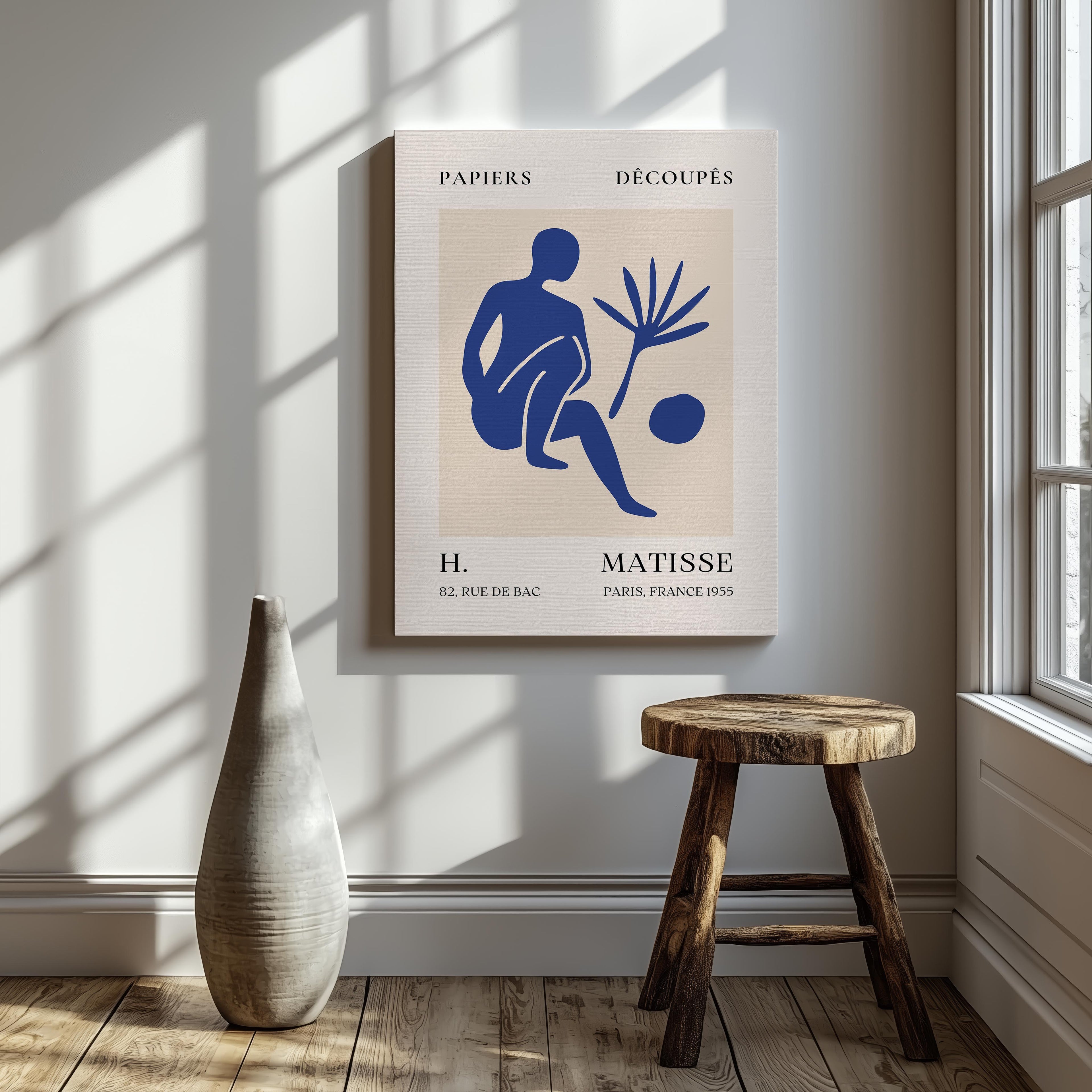 Blue Figure & Botanical Papiers Découpés - Henri Matisse - Framed Canvas Wall Art Print