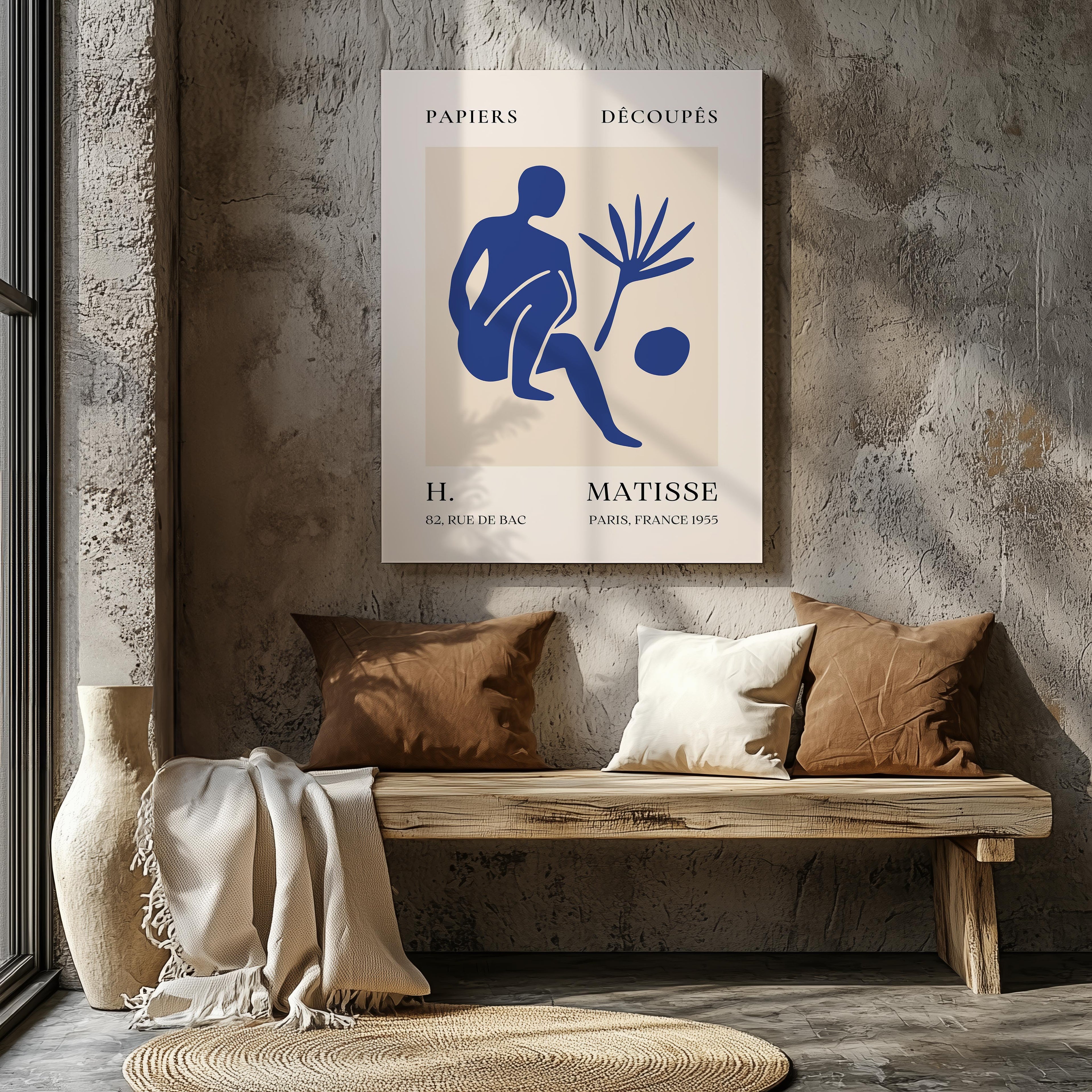 Blue Figure & Botanical Papiers Découpés - Henri Matisse - Framed Canvas Wall Art Print