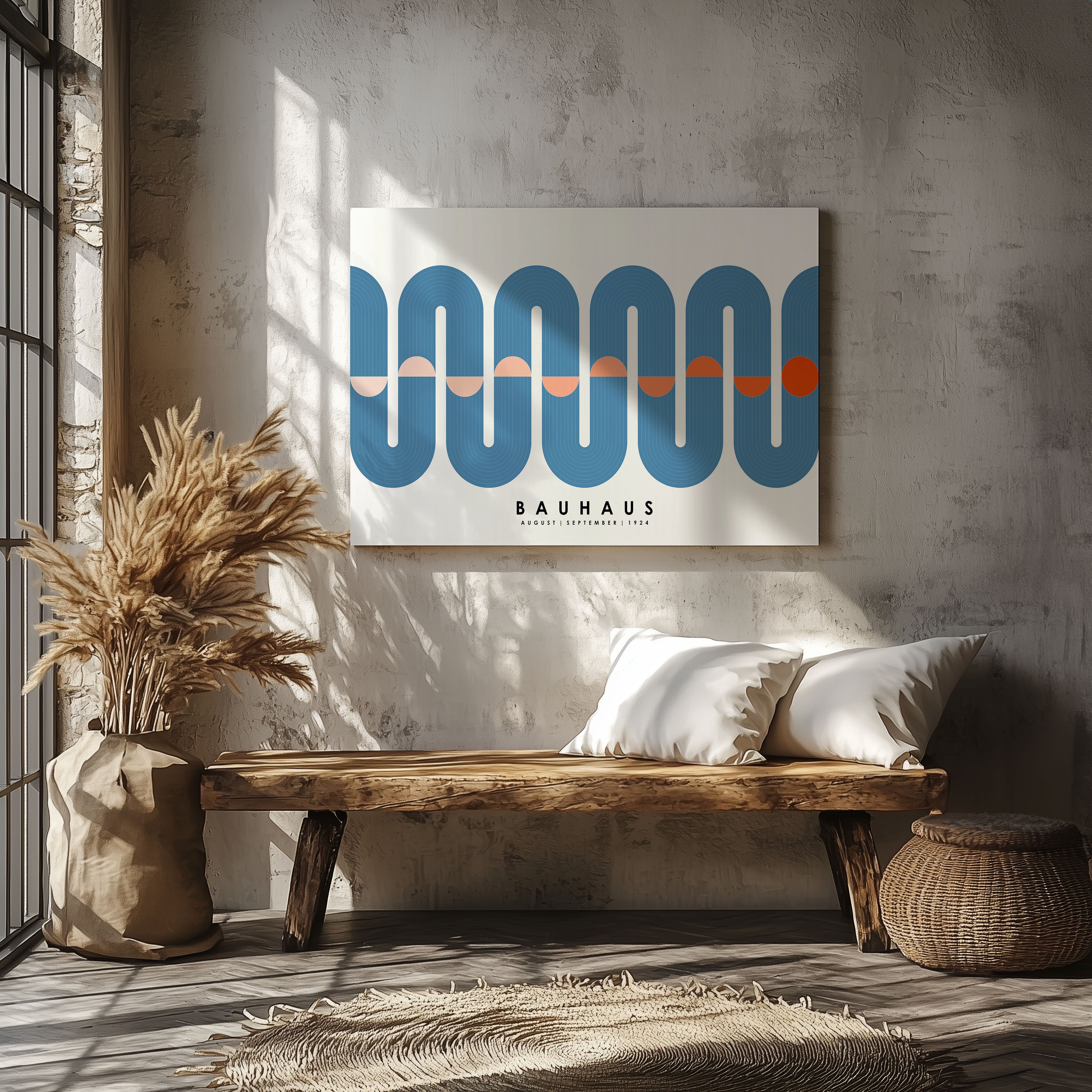 Blue Movement Bauhaus August September 1924 - Framed Canvas Wall Art Print | House Prints