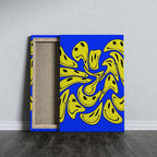 Blue Abstract Warped Smiley Faces - Framed Canvas Wall Art Print | House Prints