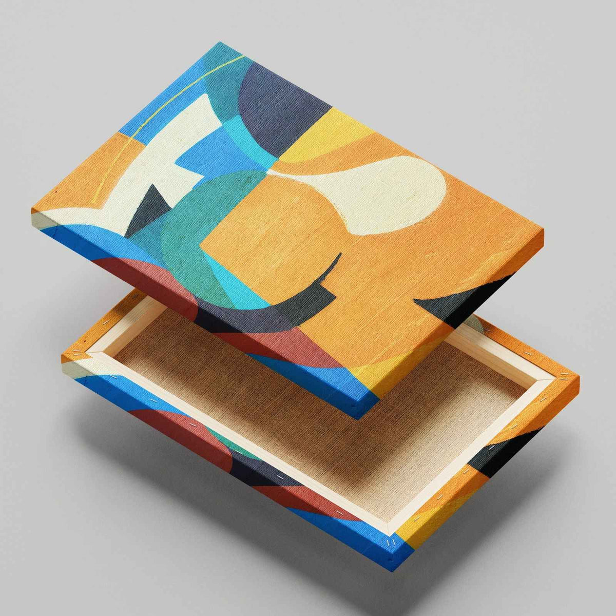 Blue & Orange Modern Street Graffiti - Framed Canvas Wall Art Print | House Prints