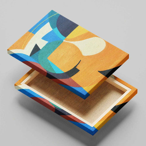 Blue & Orange Modern Street Graffiti - Framed Canvas Wall Art Print | House Prints