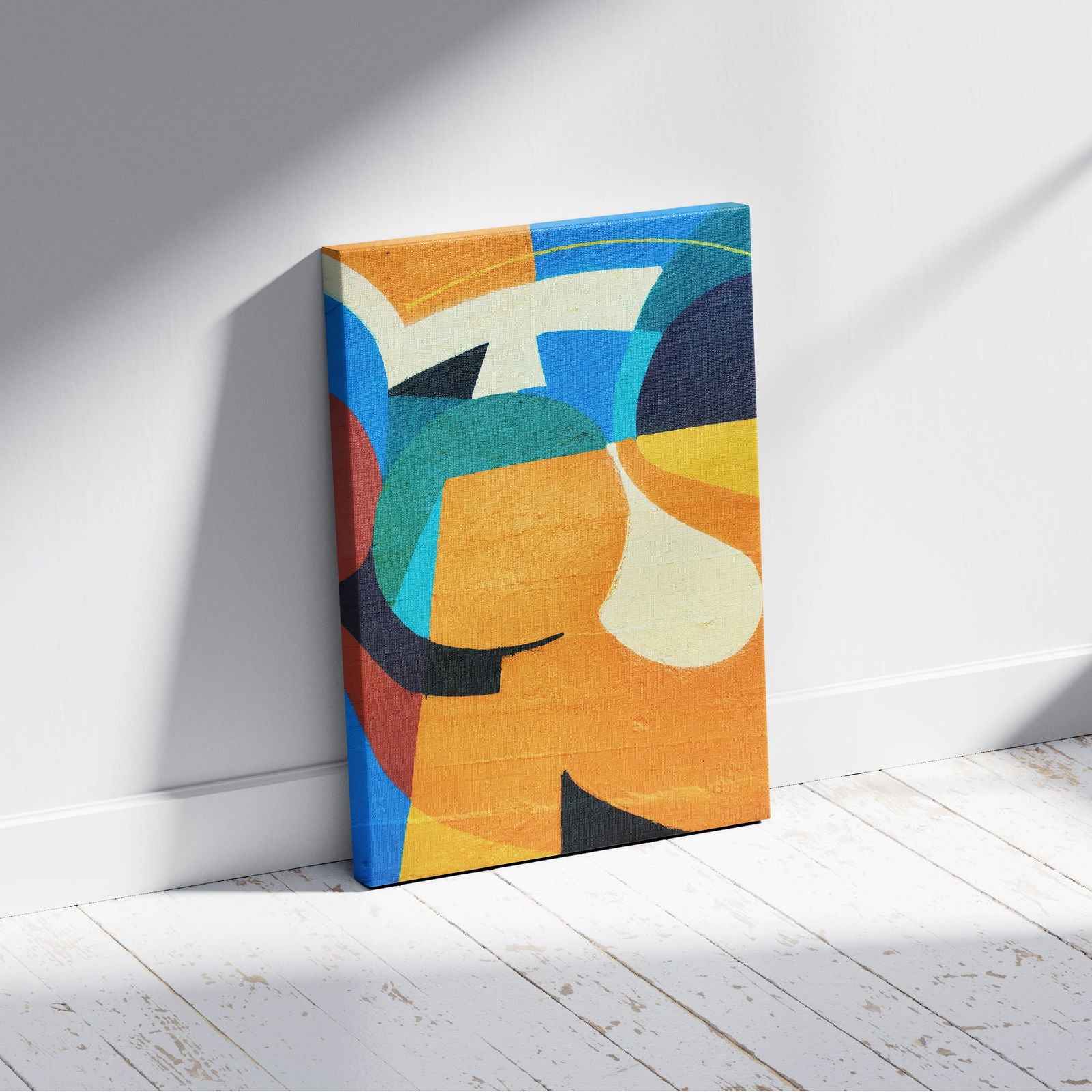 Blue & Orange Modern Street Graffiti - Framed Canvas Wall Art Print | House Prints